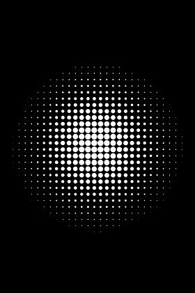 A round dot pattern growing denser towards the centre, illustrating how the organisation can achieve better focus and alignment through the Open Strategising method.